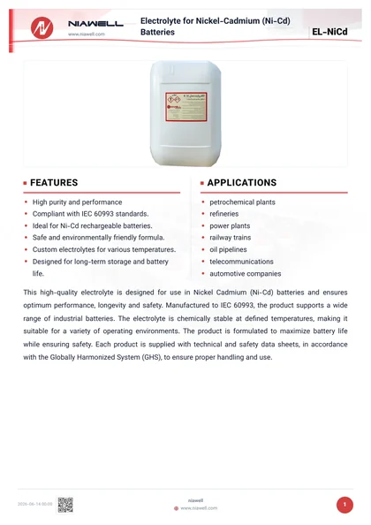 Electrolyte for Nickel-Cadmium (Ni-Cd) Batteries